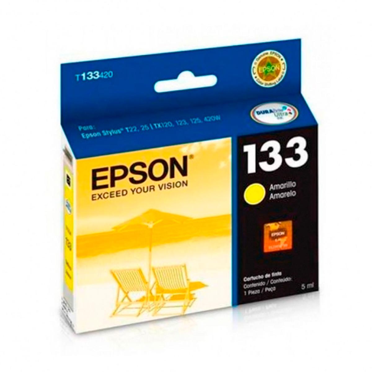 Cartucho Epson T133 Amarillo T22/tx120/ Tx130 8ml T13342 /vc